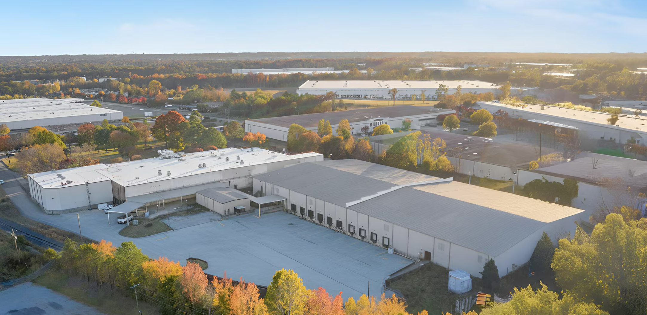 Aerial view of Charlotte distribution center with bay doors